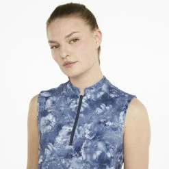 PUMA Golf Puma Womens Cloudspun Iris Sleeveless Polo -golf Shop 535511 01 mod04 99498.1673904265