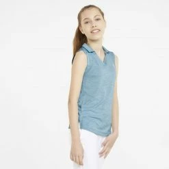 PUMA Golf Puma Girls Sleeveless Heather Polo -golf Shop 579314 22 mod01 41925.1665507444