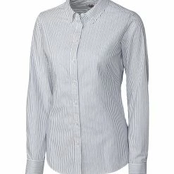 Cutter & Buck Womens Long Sleeve Epic Easy Care Pin Stripe Top -golf Shop LCW04152 WHFB MANN HG 23835.1668614149