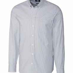 Cutter & Buck Long Sleeve Tailored Fit Stretch Oxford Stripe Shirt -golf Shop MCW00142 LTB MANN HG 54478.1668810610