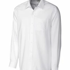 Cutter & Buck Men's Long Sleeve Tailored Fit Spread Nailshead -golf Shop MCW09474 WH MANN HG 57382.1668552208